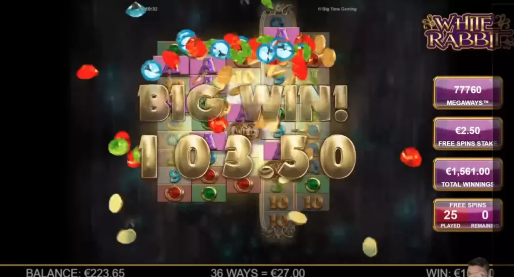 Большой выигрыш в слоте White Rabbit